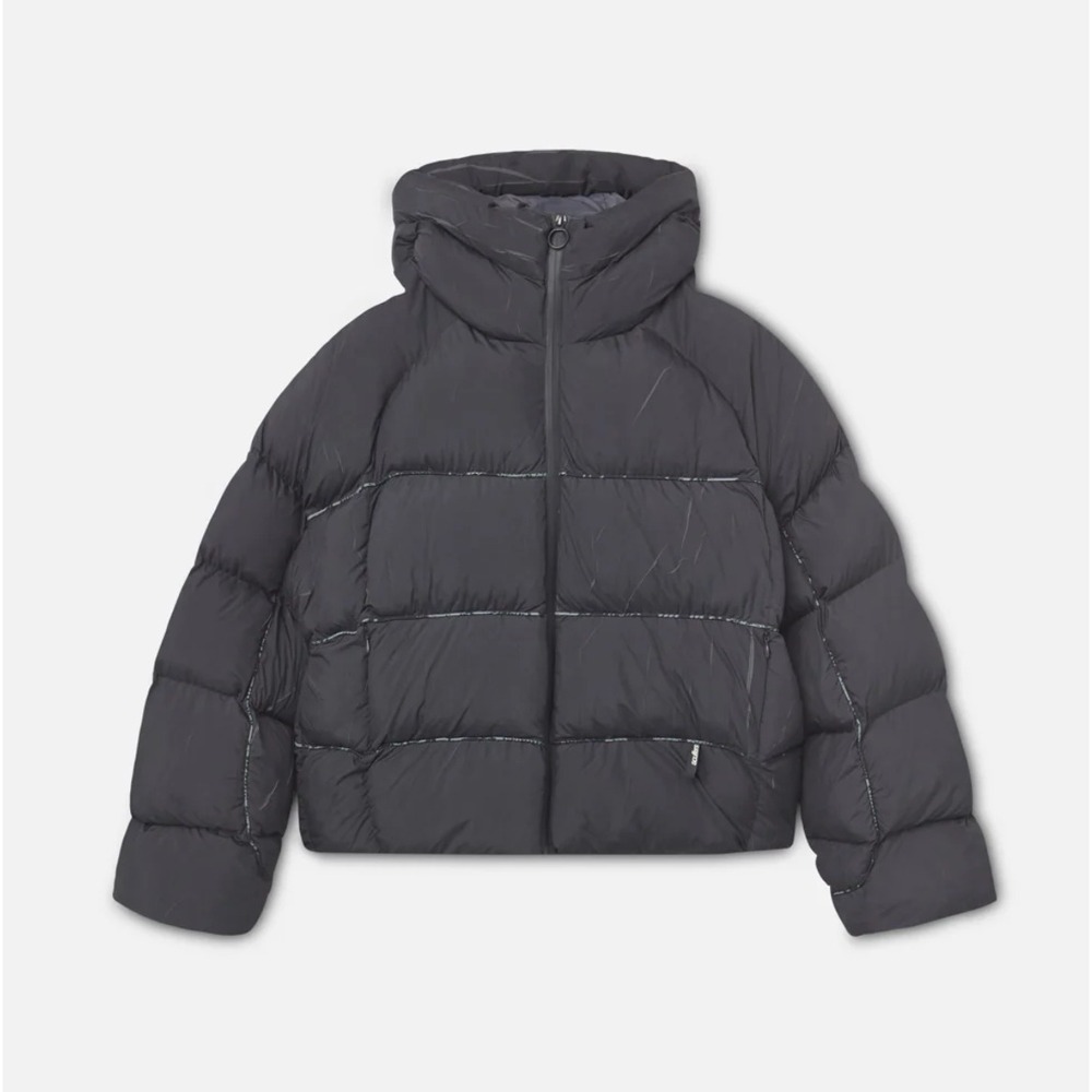 NWT Scuffers Marble Dark Grey Puffer Jacket Mens Medium Oversized Hooded Coat